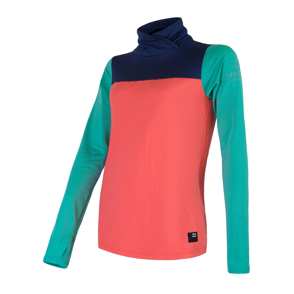 Dámská mikina SENSOR COOLMAX THERMO korál/sea green/deep blue 