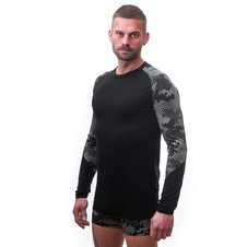 Pánské triko dl.rukáv SENSOR MERINO IMPRESS černá/honeycomb 