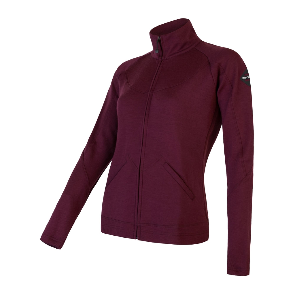 Dámská mikina celozip SENSOR MERINO UPPER port red 