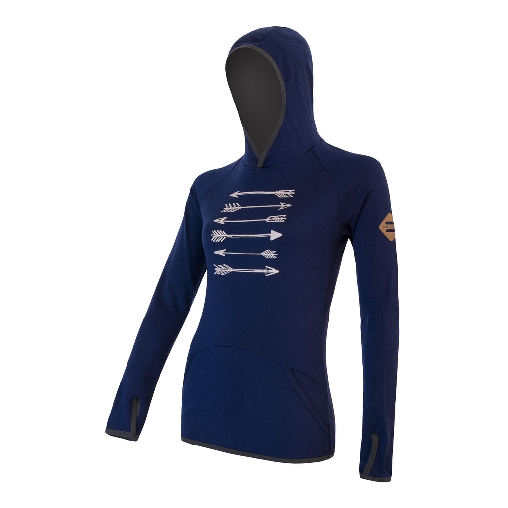 Dámská mikina klokanka SENSOR MERINO UPPER ARROWS deep blue 