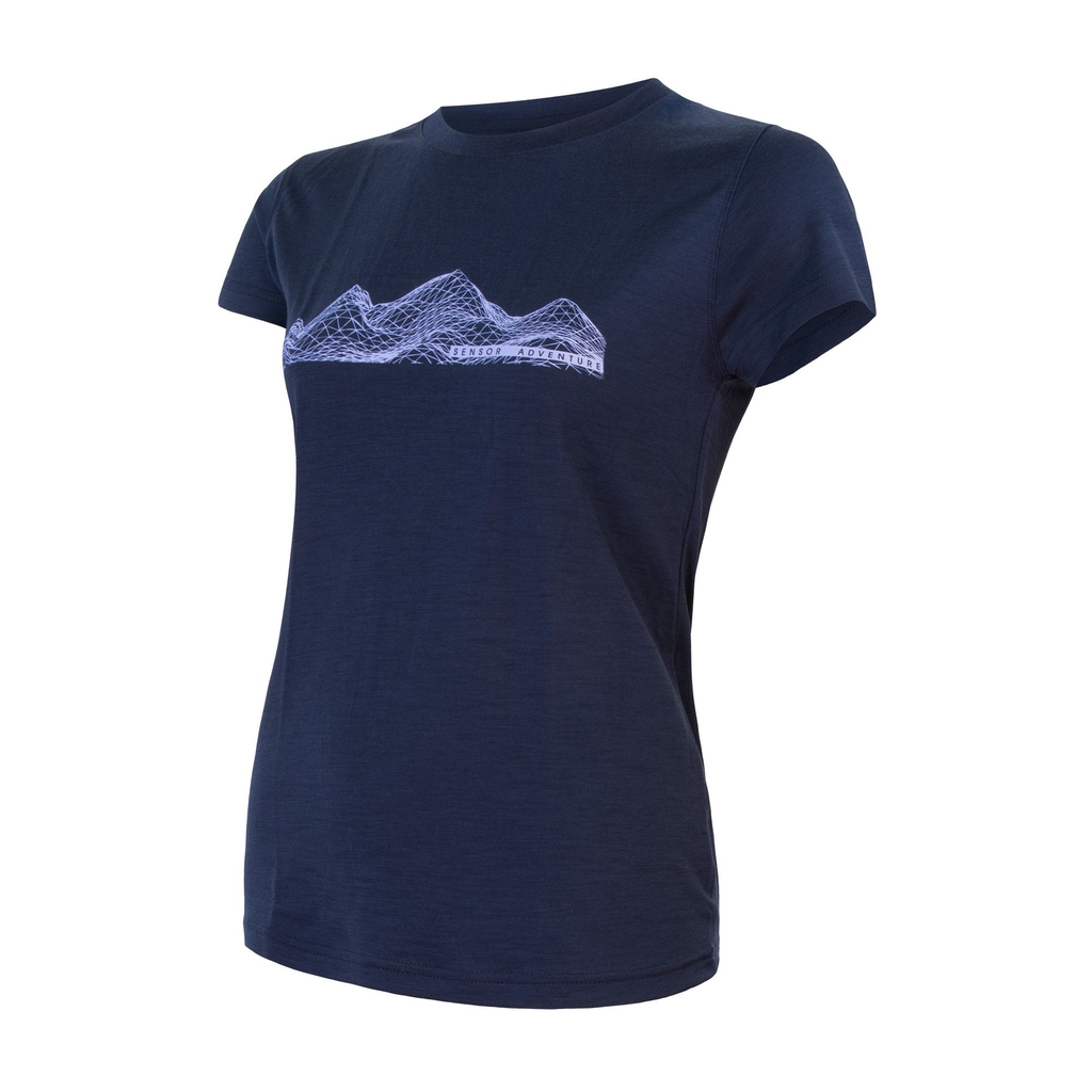 Dámské triko kr.rukáv SENSOR MERINO ACTIVE MOUNTAINS deep blue 