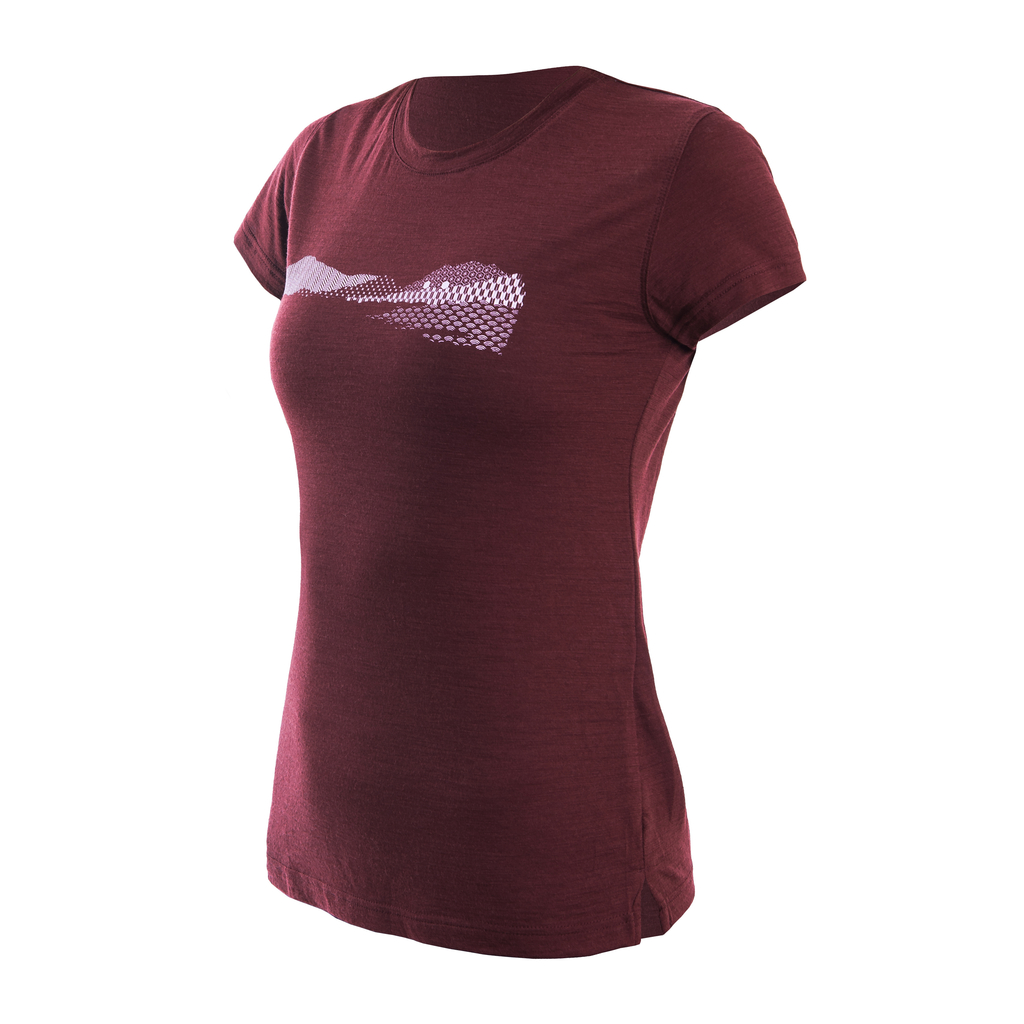 Dámské triko kr.rukáv SENSOR MERINO AIR HILLS port red 