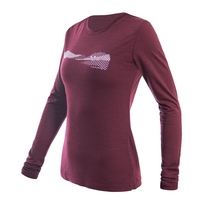 Dámské triko dl.rukáv SENSOR MERINO AIR HILLS port red 