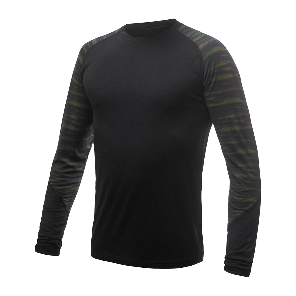 Pánské triko dl.rukáv SENSOR MERINO IMPRESS černá/batik 