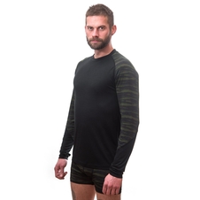 Pánské triko dl.rukáv SENSOR MERINO IMPRESS černá/batik 