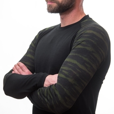 Pánské triko dl.rukáv SENSOR MERINO IMPRESS černá/batik 