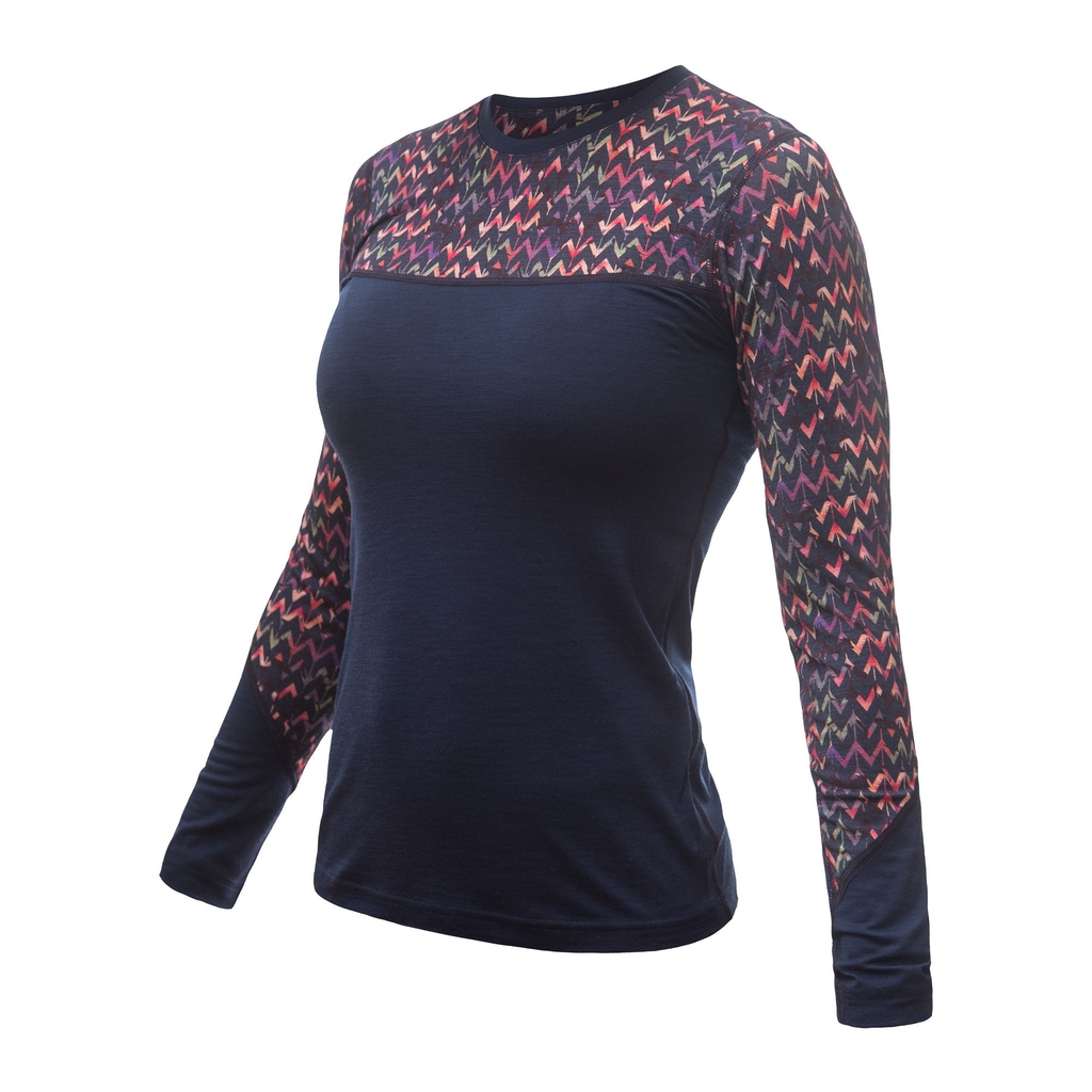 Dámské triko dl.rukáv SENSOR MERINO IMPRESS deep blue/origami 