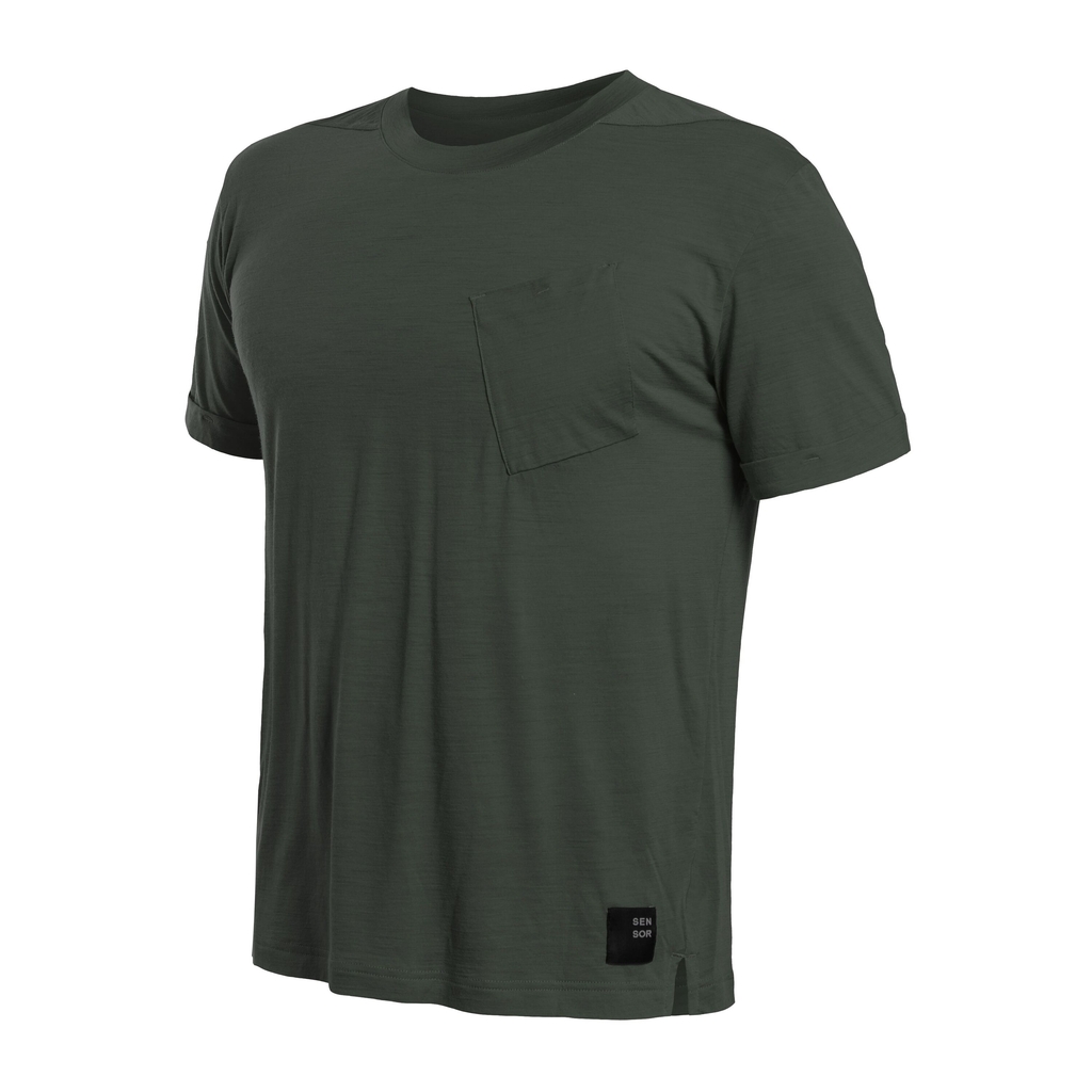 Pánské triko kr.rukáv SENSOR MERINO AIR traveller olive green 