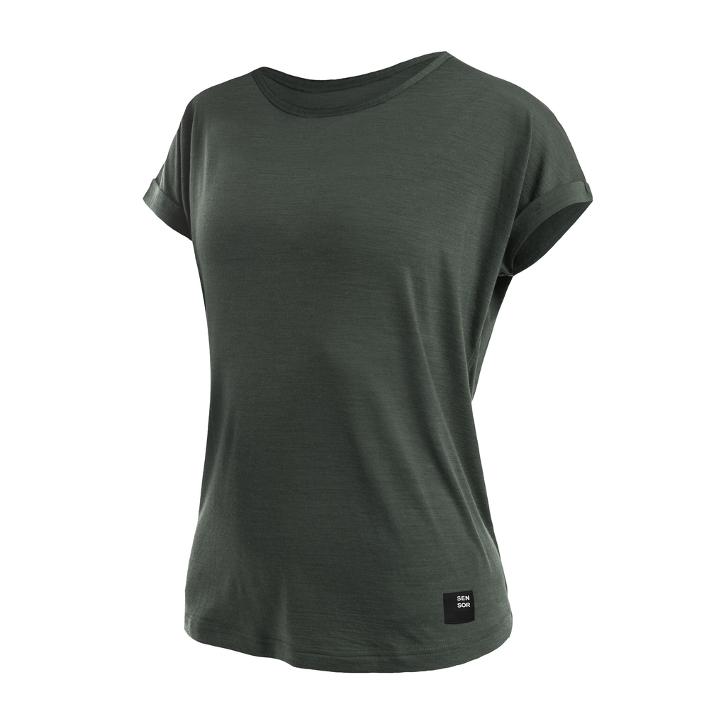 Dámské triko kr.rukáv SENSOR MERINO AIR traveller olive green 