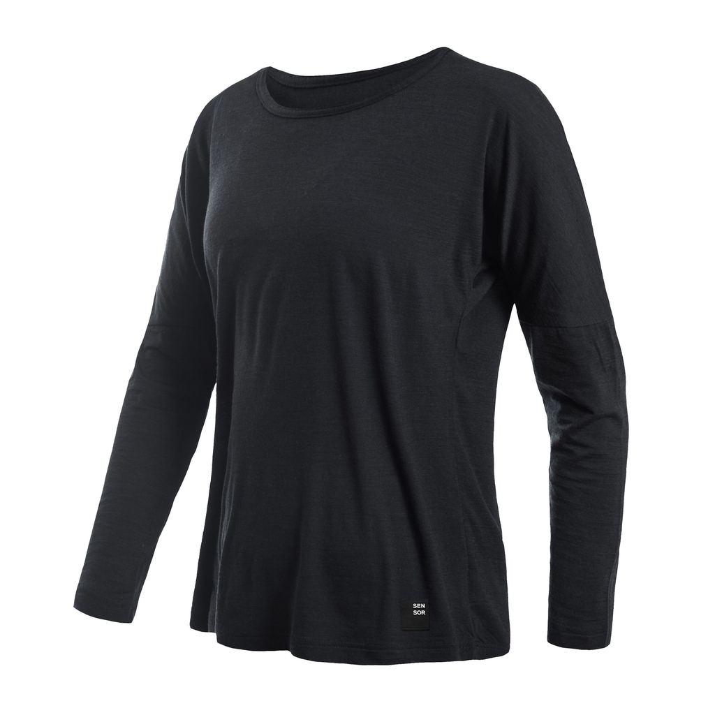 Dámské triko dl.rukáv SENSOR MERINO AIR traveller černá 