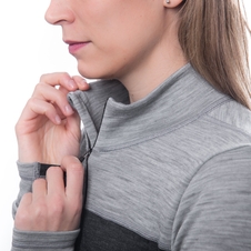 Dámské triko dl.rukáv zip SENSOR MERINO BOLD anthracite/cool gray 