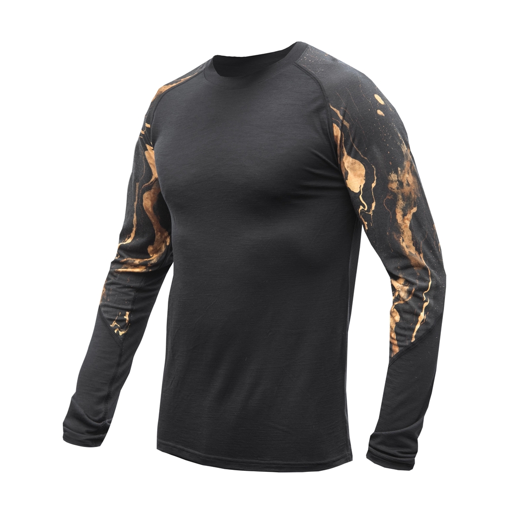 Pánské triko dl.rukáv SENSOR MERINO IMPRESS černá/cosmos 