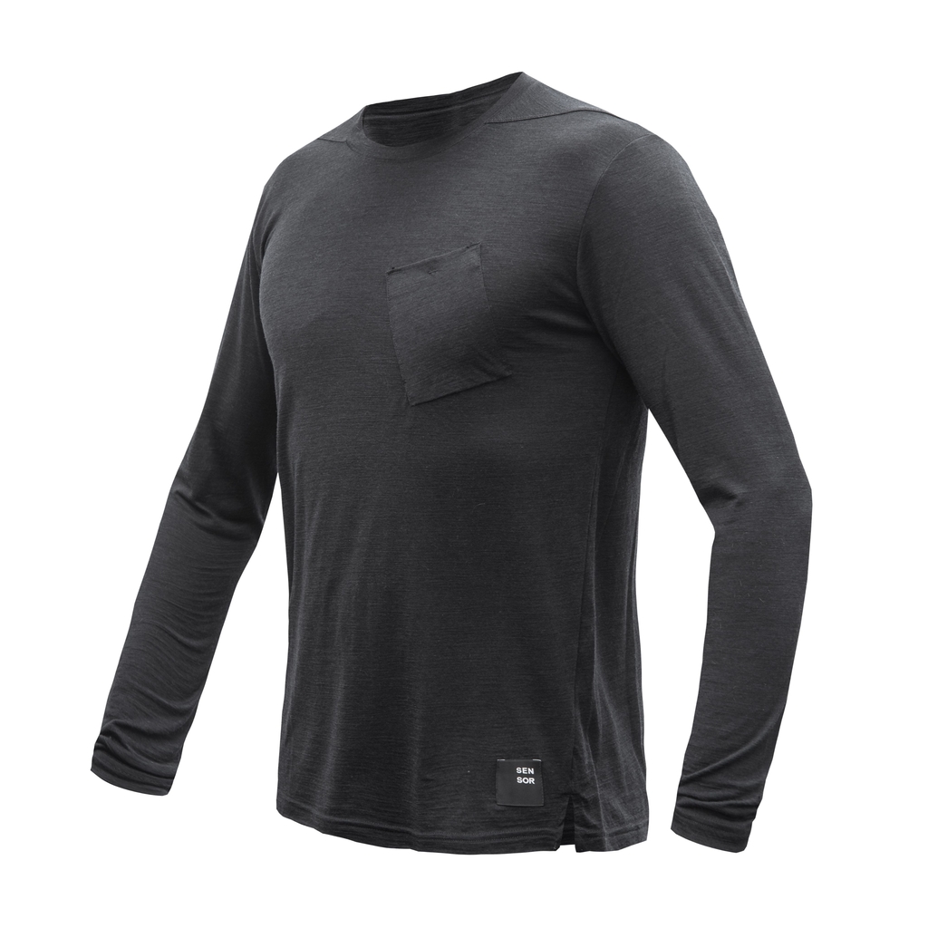 Pánské triko dl.rukáv SENSOR MERINO AIR traveller černá 