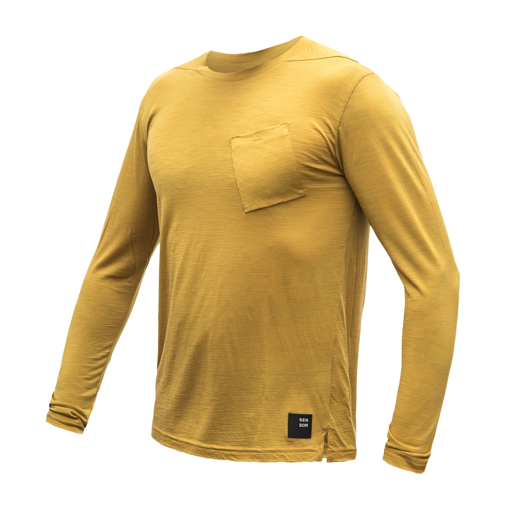 Pánské triko dl.rukáv SENSOR MERINO AIR traveller mustard 