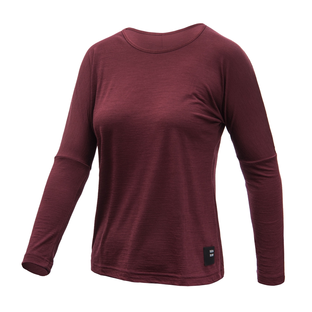Dámské triko dl.rukáv SENSOR MERINO AIR traveller port red 