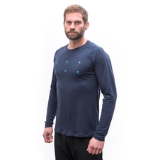 Pánské triko dl.rukáv SENSOR MERINO BLEND TYPO deep blue 