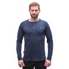Pánské triko dl.rukáv SENSOR MERINO BLEND TYPO deep blue 