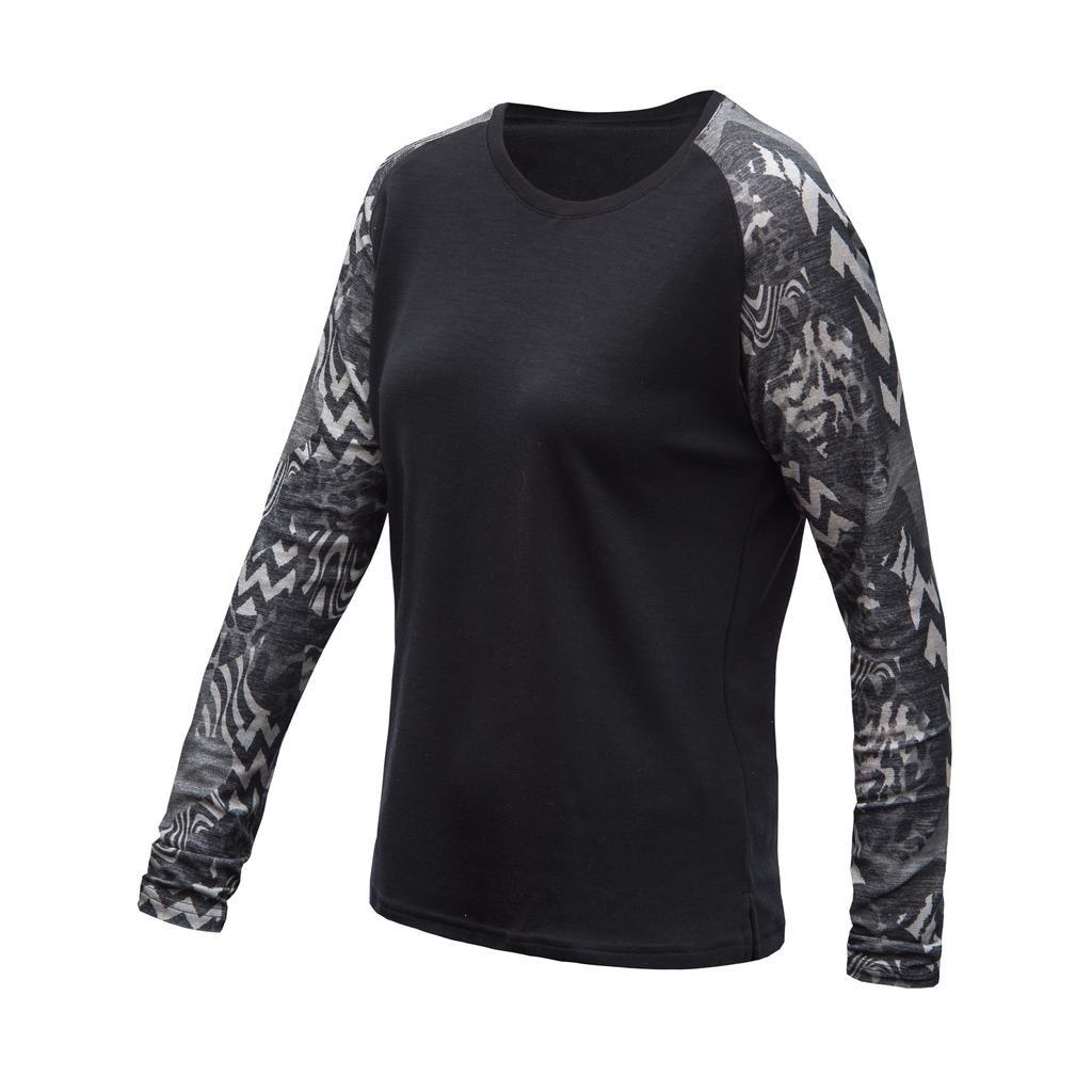 Dámské triko dl.rukáv SENSOR MERINO BLEND IMPRESS černá/zebra 