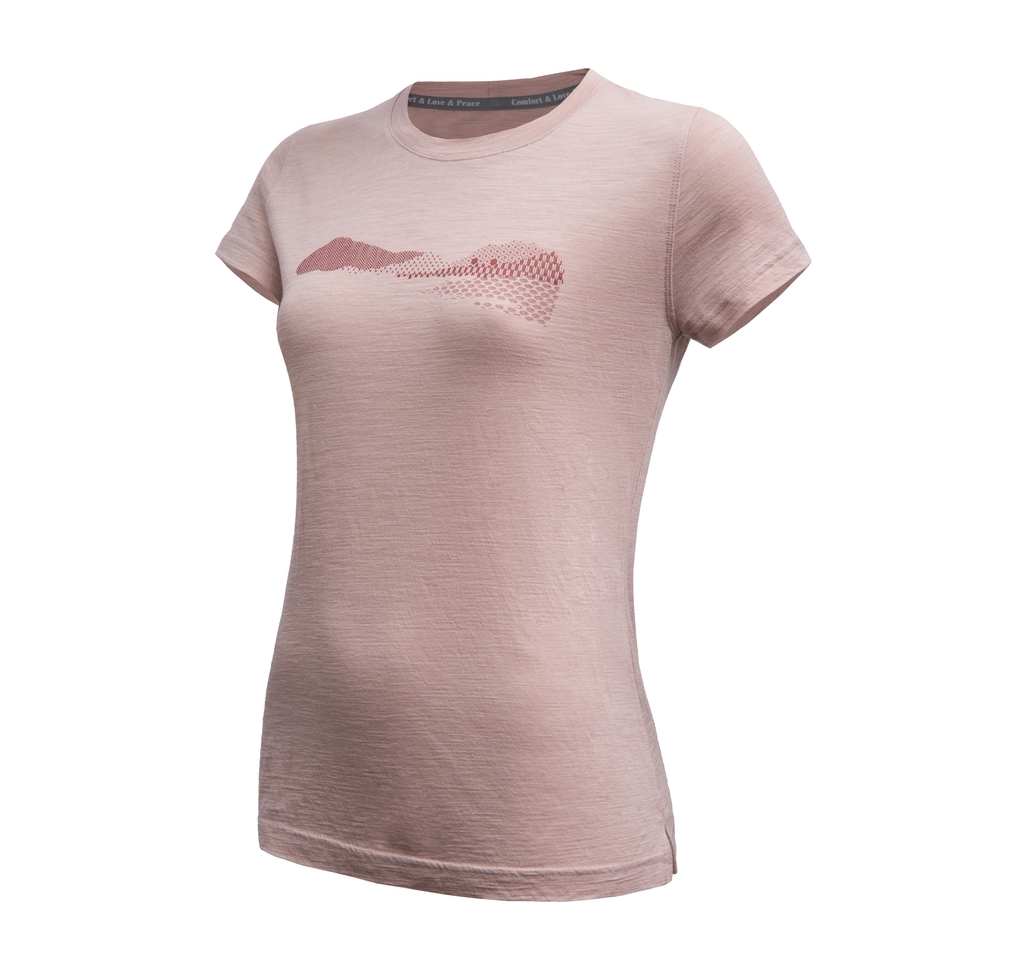 Dámské triko kr.rukáv SENSOR MERINO AIR HILLS dusty pink 
