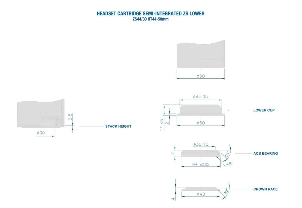 Spodní část hlavového složení RITCHEY WCS Lower Semi-Integrated ZS 44/30