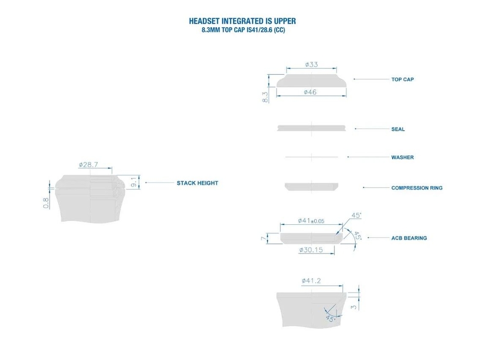 Horní část hlavového složení RITCHEY WCS Upper Integrated IS 41/28.6 9mm Stack