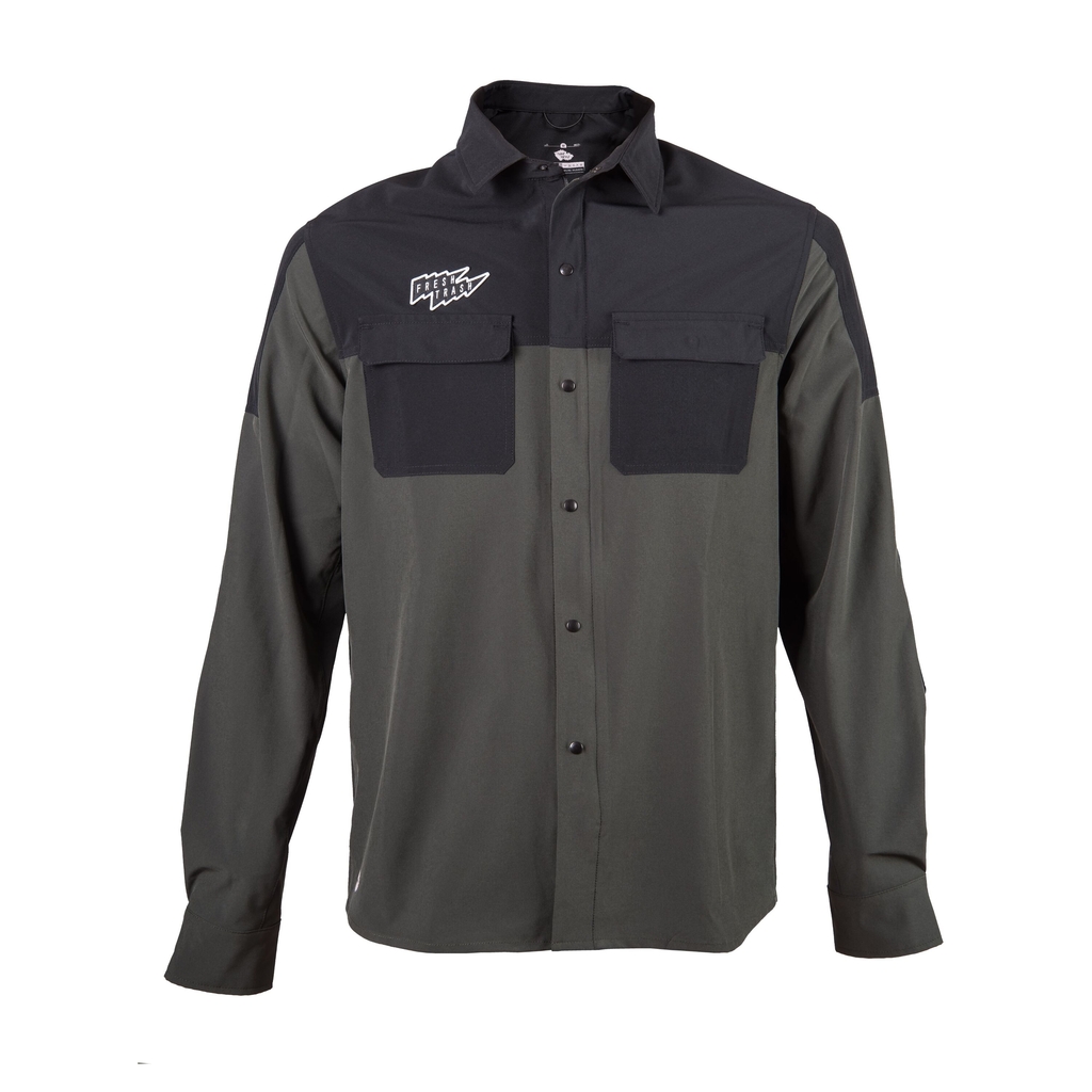Bunda Fresh Trash MEN'S RIDER LONG SLEEVE SHIRT OLIVE GREEN/BLACK 