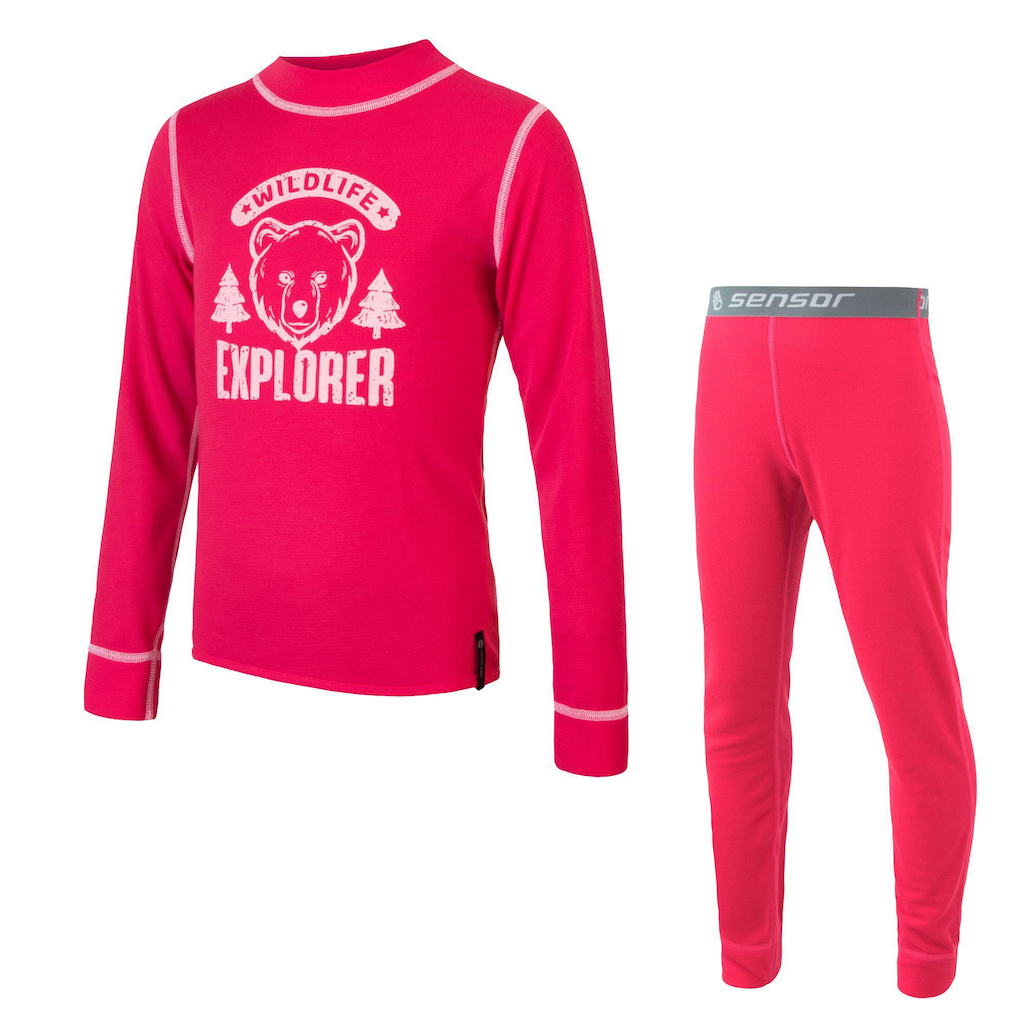 Dětské triko dl.rukáv + spodky SENSOR DOUBLE FACE SET WILD magenta 