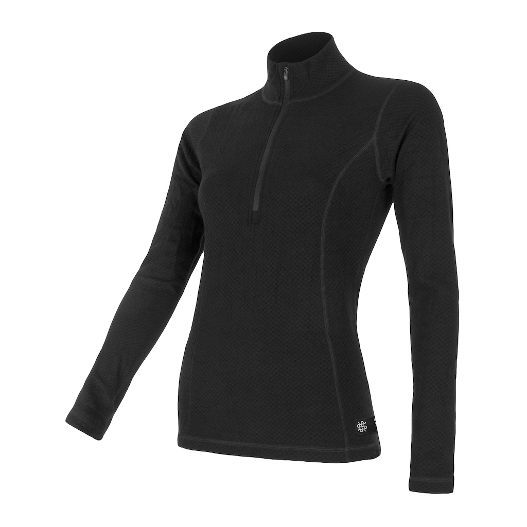 Dámské triko dl.rukáv zip SENSOR MERINO DF černá 