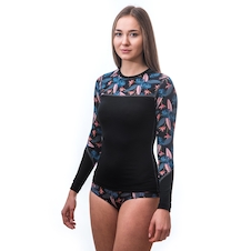Dámské triko dl.rukáv SENSOR MERINO IMPRESS černá/floral 