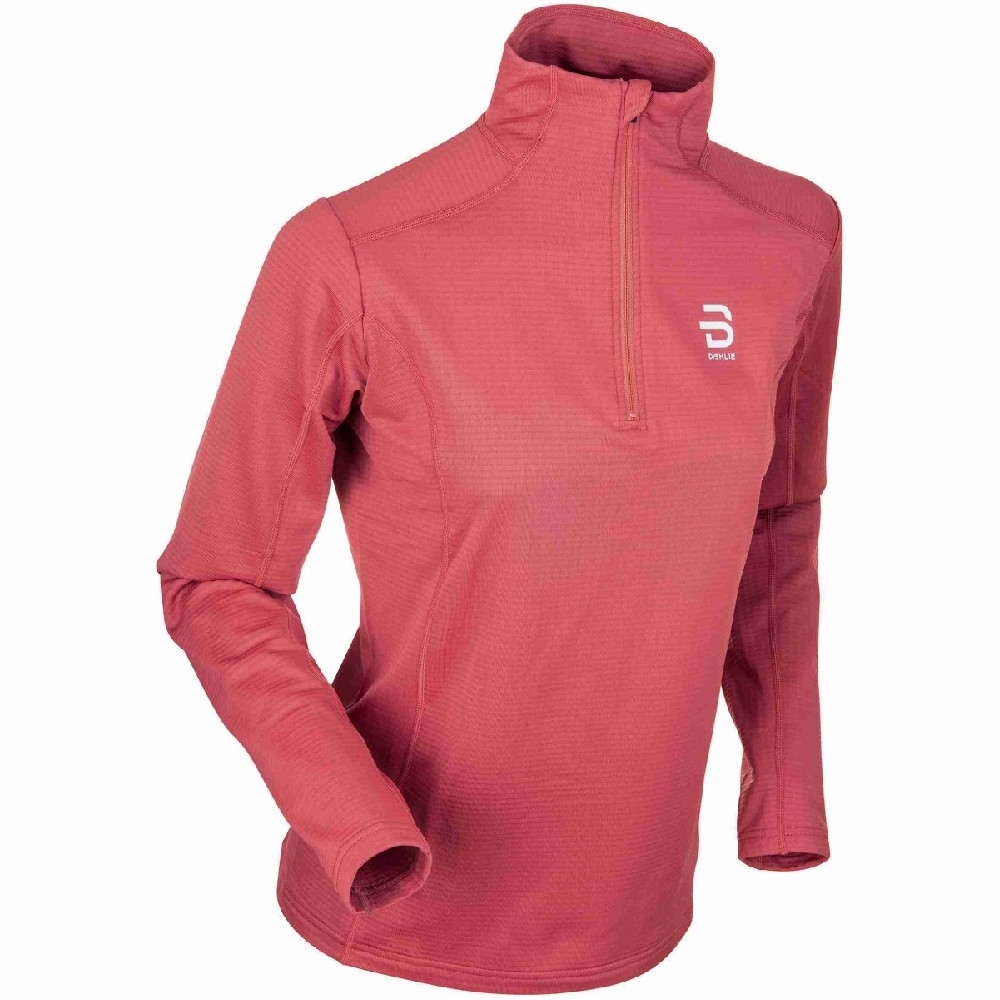Triko BJ Half zip grid W červené
