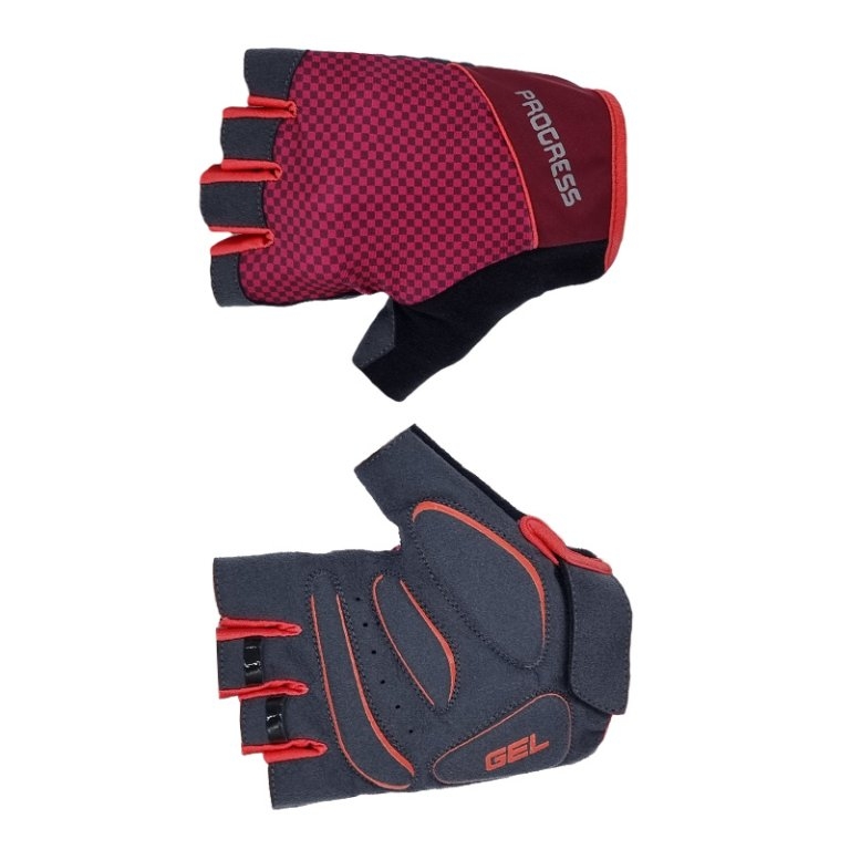Rukavice cyklistické Progress SOLARIA MITTS vínovo/růžové