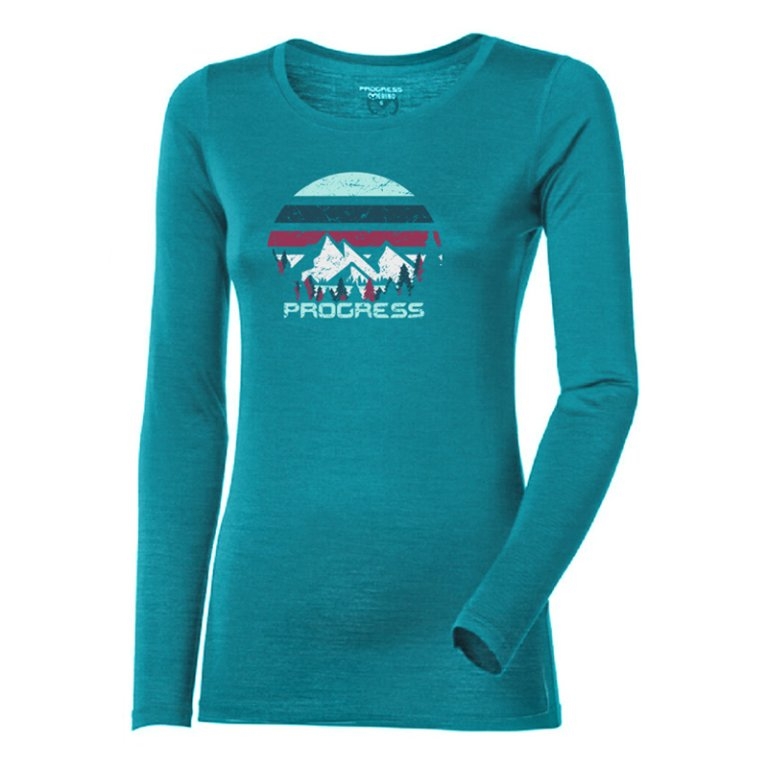 Triko dlouhé dámské Progress HELA LANDSCAPE merino zelený melír