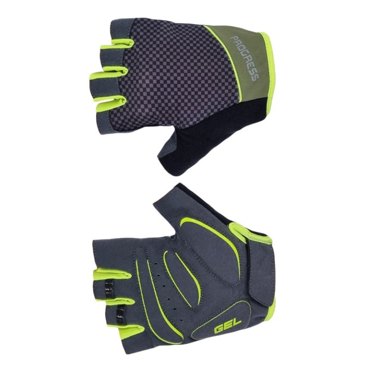 Rukavice cyklistické Progress SOLAR MITTS olivovo/limetkové