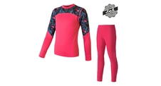 Dětské triko dl.rukáv + spodky SENSOR MERINO IMPRESS SET magenta/floral 