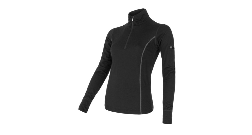Dámské triko dl.rukáv stoják zip SENSOR MERINO ACTIVE černá 