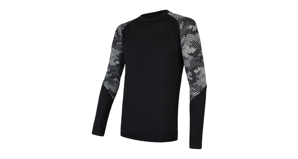Pánské triko dl.rukáv SENSOR MERINO IMPRESS černá/honeycomb 