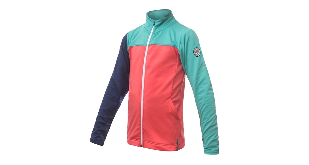 Dětská mikina celozip SENSOR COOLMAX THERMO korál/sea green/deep blue 