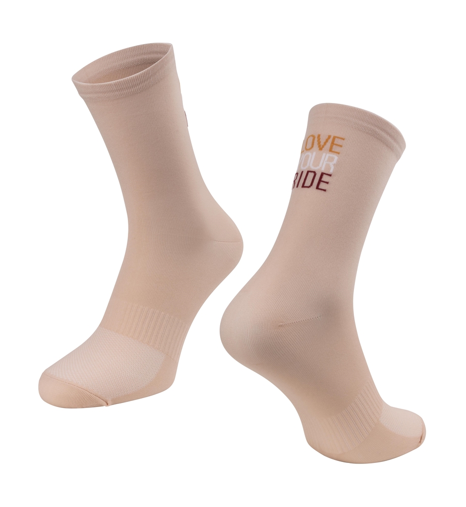 Ponožky FORCE LOVE YOUR RIDE, krémové