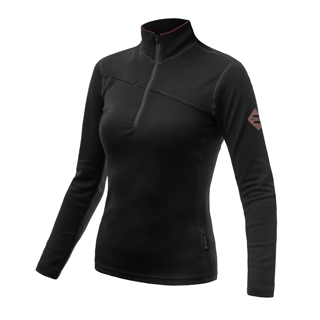 Dámská mikina krátký SENSOR MERINO UPPER zip černá 
