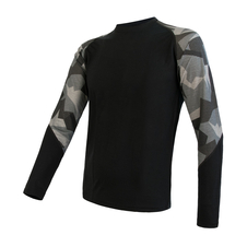 Pánské triko dl.rukáv SENSOR MERINO IMPRESS černá/camo 