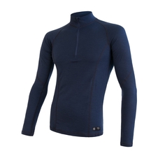 Pánské triko dl.rukáv zip SENSOR MERINO DF deep blue 