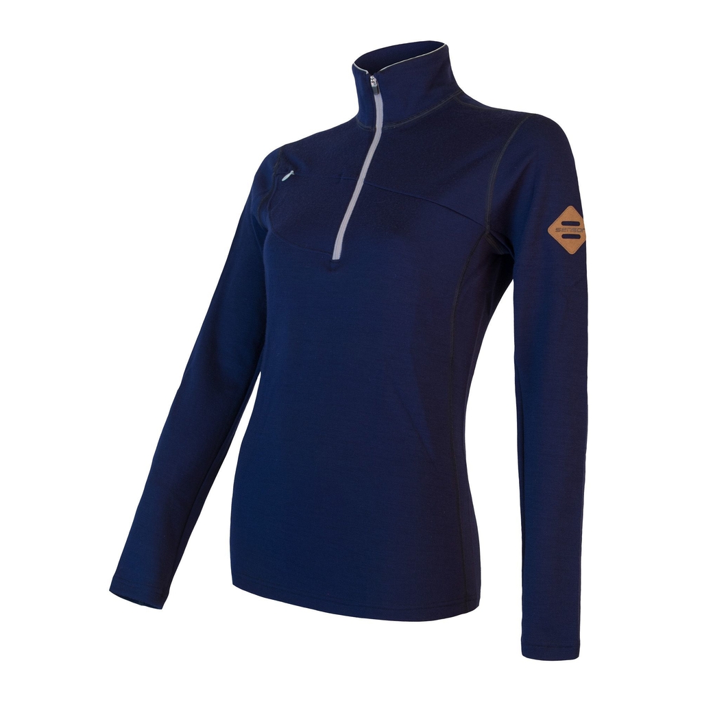 Dámská mikina krátký zip SENSOR MERINO UPPER deep blue 