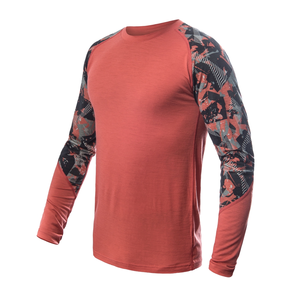 Pánské triko dl.rukáv SENSOR MERINO IMPRESS terracotta/rush 