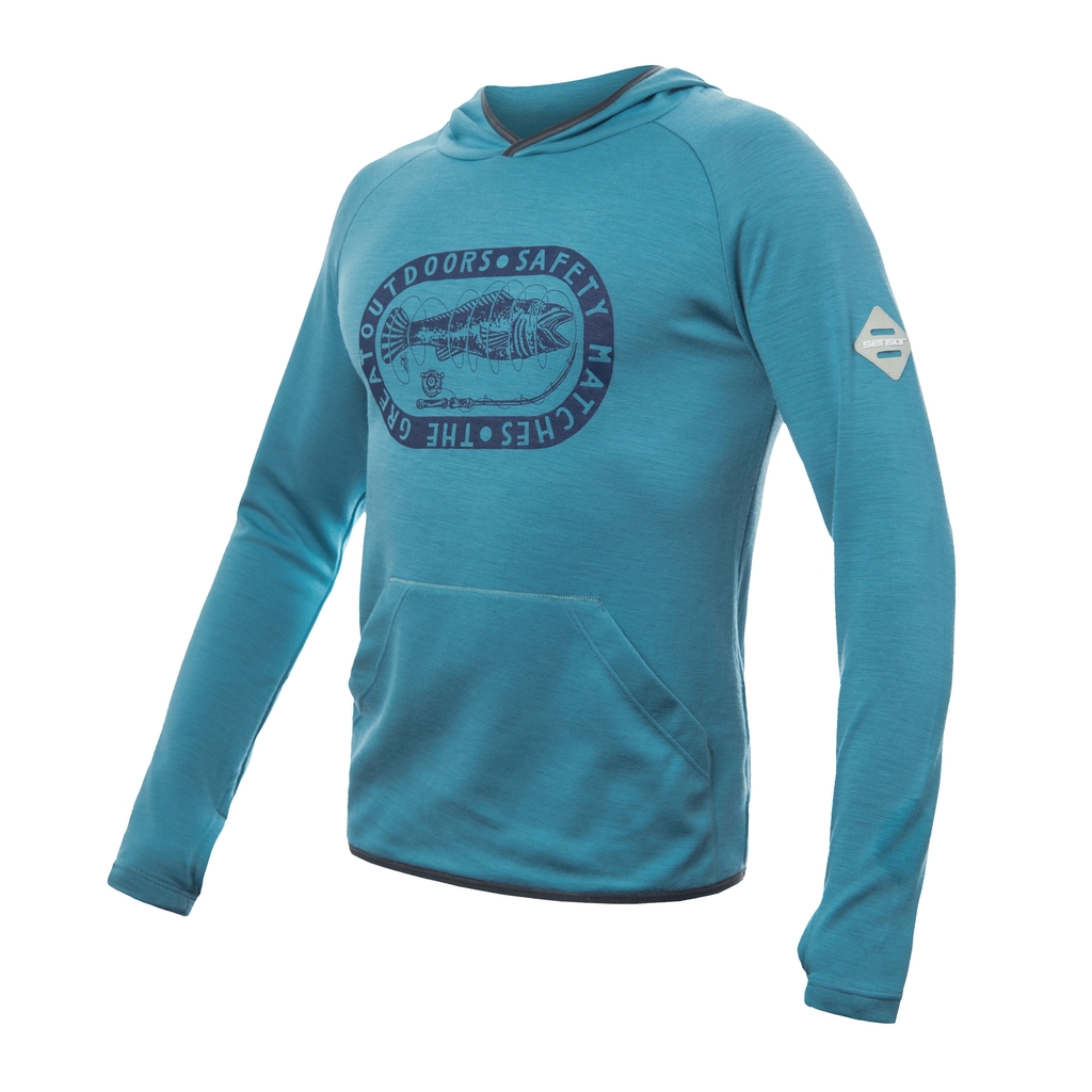 Pánská mikina klokanka SENSOR MERINO UPPER OUTDOORS mint blue 