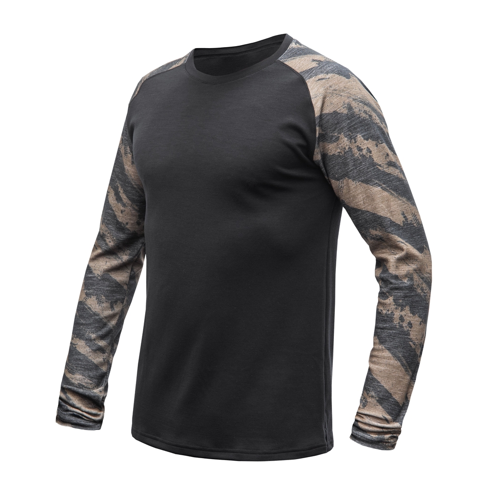 Pánské triko dl.rukáv SENSOR MERINO BLEND IMPRESS černá/brush 